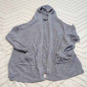 Fashion Nova Lightweight Hooded Open Front Cardigan - Gray Small